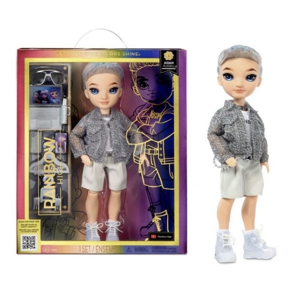 Rainbow High Aidan- Purple Boy Fashion Doll. Fashionable Outfit & 10+ Colorful